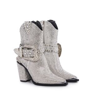 SHARP SHERIFF SHINE COWBOY BOOTS SILVER NWOB